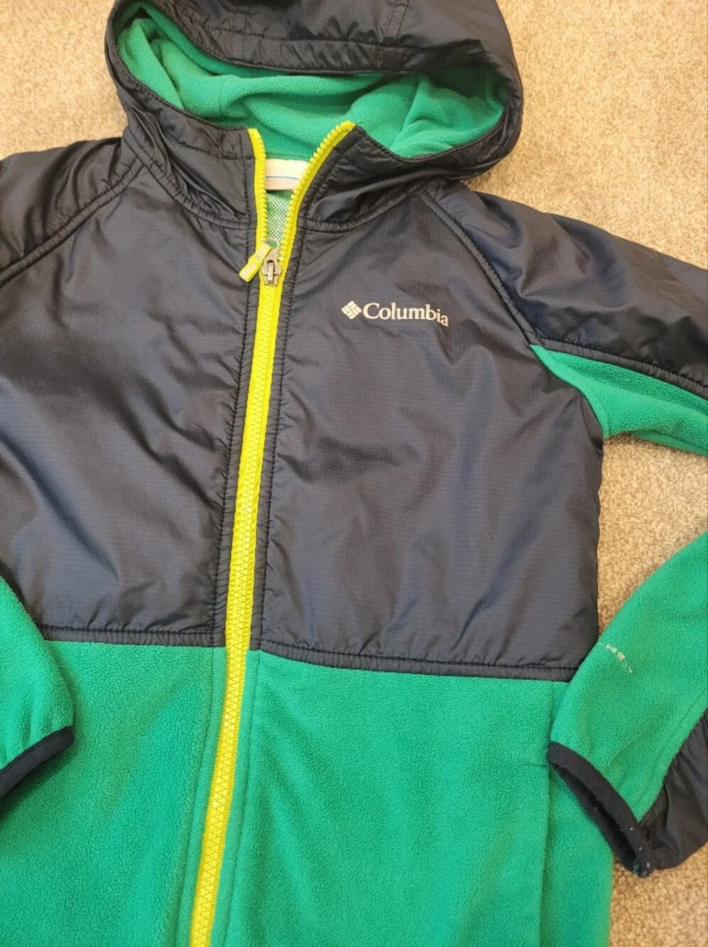 Columbia Boys Omni Heat Fleece Colorblock Hooded Zip Up Jackets Size 10/12